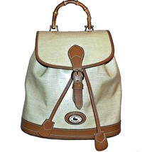 Vintage Dooney Bourke Panama Jack Collection Coated Linen Backpack Bag I... - $249.99