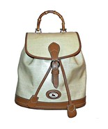 Vintage Dooney Bourke Panama Jack Collection Coated Linen Backpack Bag I... - $249.99