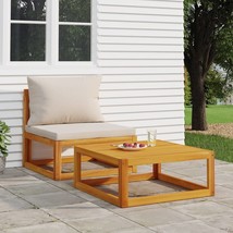  Garden Sofa Set Light Grey Solid Acacia wood, 100% Polyester Medium - $3,977.73 MXN