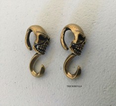 Skull Hooks Brass S Hooks Lot of 2 Copper Alloy Skulls Hook Retro DIY Crafts - £15.64 GBP