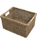 Seagrass Baskets For Shelves, Natural Basket With Handle, Large Wicker S... - $51.97