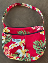 Maui Island Hawaiian Tropical Red Plumeria Floral Print Small Shoulder Bag - $19.42