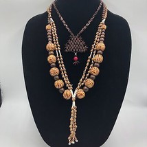 Vintage Lot of 3 Wood Beaded Fashion Jewelry Necklaces Pullover Brown Bo... - £19.36 GBP