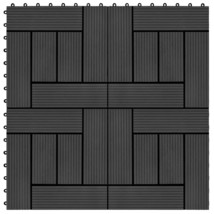 vidaXL 11 pcs Decking Tiles WPC 11.8&quot;x11.8&quot; 1 sqm Black - $110.49