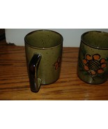 Vintage Funky Ceramic Stoneware Style Mugs 1970&#39;s 1960s Floral Brown - £19.66 GBP