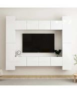 8 Piece TV Cabinet Set High Gloss White Engineered Wood - £233.51 GBP