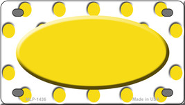 Yellow White Polka Dot Yellow Center Oval Novelty Mini Metal License Plate Tag - £11.77 GBP