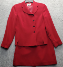 Kasper A.S.L. 2 Piece Suit Blazer &amp; Skirt Women&#39;s 6P Dark Red Single Bre... - $29.41
