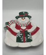 FITZ &amp; FLOYD Holiday Frosty Snowman Ceramic holiday essential Dessert pl... - £27.22 GBP