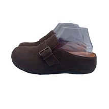 Fitflop Shuv Buckle Strap Nubuck Leather Clogs Chocolate Brown Comfort W... - £30.35 GBP