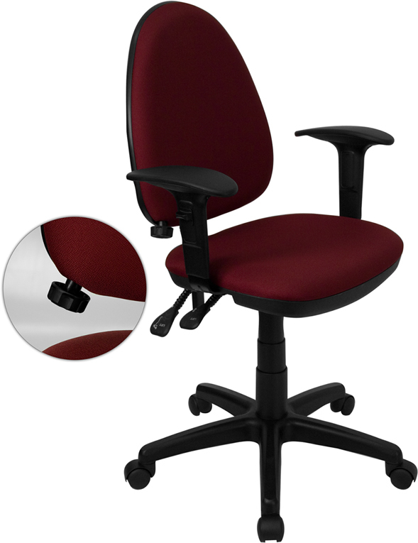 Burgundy Mid-Back Task Chair WL-A654MG-BY-A-GG