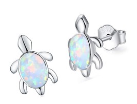 Turtle Earrings 925 Sterling Silver Opal Earrings for Women - £68.06 GBP