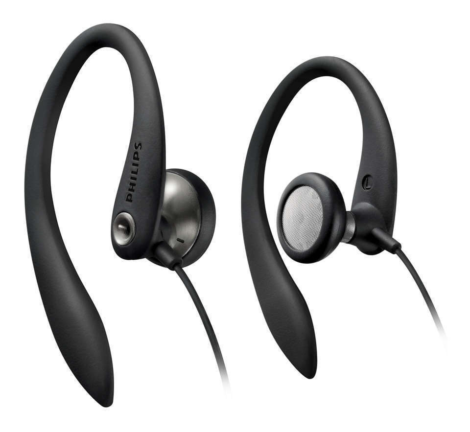 Philips Wired Earbuds For Phone Over ear Hook Earphones Headphone Headset-Black