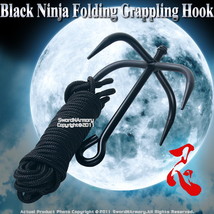 Black Ninja Folding Grappling Hook W/ 33 Foot Rope - $339.52 MXN