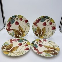 Pier 1 Imports WILLOW Dinner Plates Set 4 11” Fall Leaves Ironstone Ceramic - £59.18 GBP