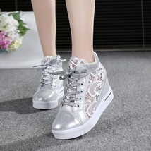 Summer Women Shoes Breathable Mesh Sneakers Flats Lace Loafers Thick Heels Platf - £30.22 GBP