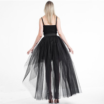 BLACK High-low Tulle Overskirt Women Elastic Waist Hi-lo Tulle Maxi Skirt image 5