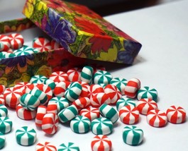 Christmas Peppermint Round Clay Candies For Craft Red Green Small Gift For Kids - £7.98 GBP