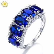 Women&#39;s Ring Gemstone Created Sapphire Solid 925 Sterling Silver Classic Wedding - £39.00 GBP