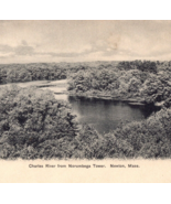 Newton Massachusetts Postcard Vintage Charles River From Norumbega Tower - $12.96