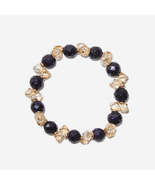 Handmade Blue Sandstone Beads Crystal Bracelet - Starry Twilight Elegance - £31.45 GBP