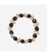 Handmade Blue Sandstone Beads Crystal Bracelet - Starry Twilight Elegance - £30.09 GBP