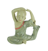 Stunning Aged Finish Child Monk Yoga Pigeon Pose Statue 8 Inches High - £18.67 GBP