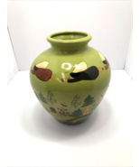 Country Style Folklore and Fable Green Vase Pottery with Angels Handpain... - £26.03 GBP