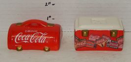 Coca Cola Salt and Pepper Shakers Cooler Red White - $14.80