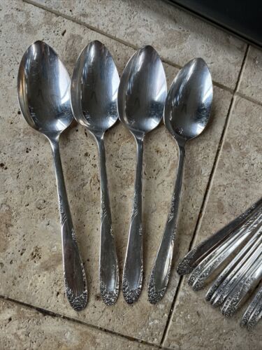 4 Simeon L &amp; George H Rogers Oneida silverplate flatware Spoons English ... - $19.75