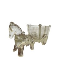 Donkey Cart Candy Dish or Planter Clear Glass Vintage  - £12.66 GBP