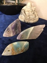 School of Fluorite Fish Crystal Carving Bundle Purple and Blue - $44.54