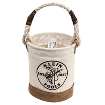 Tool Bucket Mini Small Parts Bag Heavy Duty Natural Canvas Leather Bottom - $33.18