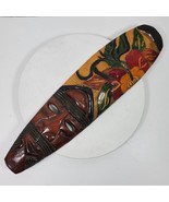 Vintage Tribal Mask ART Wood Handcrafted Hand Painted Wall Mount 23x6 Inch - $52.93