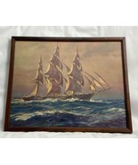 The Clipper STAG HOUND Ship by Frank Vining Smith Approx. 12&quot;x14&quot; in Woo... - £24.97 GBP