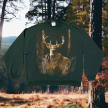 Vtg Deer Print Crew Sweatshirt Mens Size L Hunting Outdoors Gorpcore Jer... - $22.95