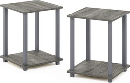 French Oak Grey/Grey, Simplistic Set Of 2 End Tables By Furinno. - $42.92