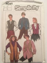 Vintage Simplicity Sewing Pattern 7045 Misses Vests 3 Styles Pockets Sz 12 Uncut - £7.86 GBP