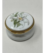 Vintage Kingsley Enamels Trinket Pill Box Floral White Worcestershire En... - £36.73 GBP