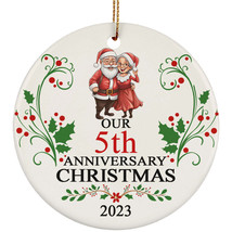 Santa Claus Couple Our 5th Anniversary 2023 Ornament Gift 5 Years Christmas - £11.61 GBP