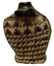 Vintage African Hand Carved Wooden Vase Dark Wood 6x5 Inch Weighs 1.5 Pounds - £39.96 GBP