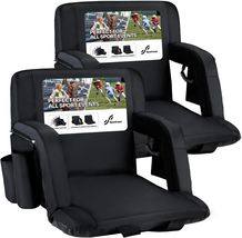 Versatile 2-Pack Stadium Seats with Armrest, Storage Pockets &amp; High-Back... - $270.22