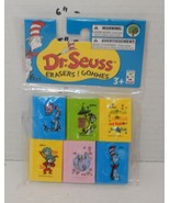 Set of 6 Dr. Seuss Erasers Blue Green Yellow Pink - $9.85