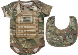 2-Piece Multicam Flak Jacket Baby Boys Bodysuit and Bib - £31.87 GBP