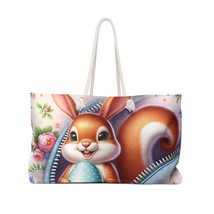 Personalised/Non-Personalised Weekender Bag, Easter, Cute Squirrel with Bunny Ea - £39.08 GBP