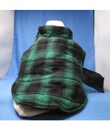 Quilted Flannel Dog Jacket XS/S Green Black Adjustable Fits Body 15-18 i... - £5.07 GBP