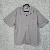 YMLA Vintage Shirt Men Large? Gray Button Down Short Sleeve Lightweight ... - $13.60