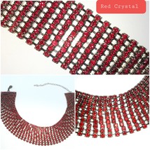 Red crystal 10 row choker Necklace 16&quot; Hot Diva Clubwear - £13.58 GBP