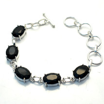 Black Spinel Oval Shape Handmade Christmas Gift Bracelet Jewelry 7-8" SA 2156 - £5.62 GBP