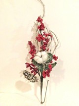 Red Berry Spray Pick with Iced Pine Cone - $5.95